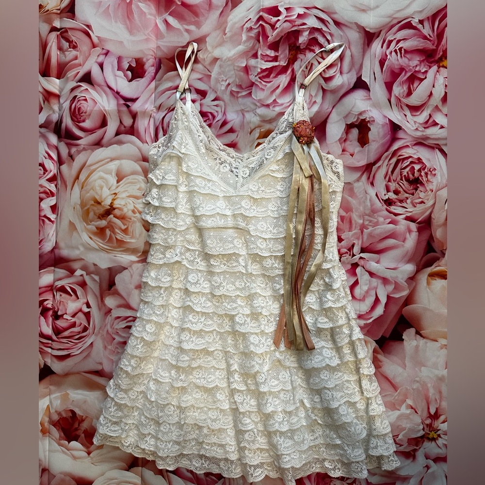 Loveshackfancy cream lace dress